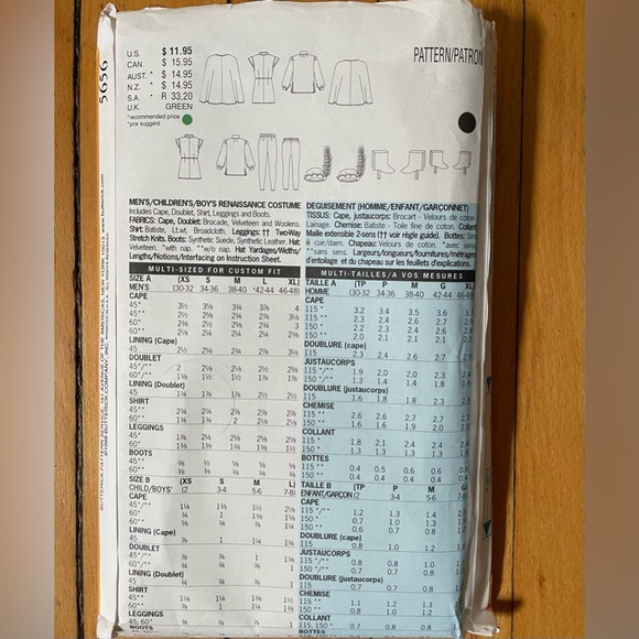 Two costume patterns, Butterick 5656 and McCalls 2248 Adult and child sizes - Picture 5 of 5